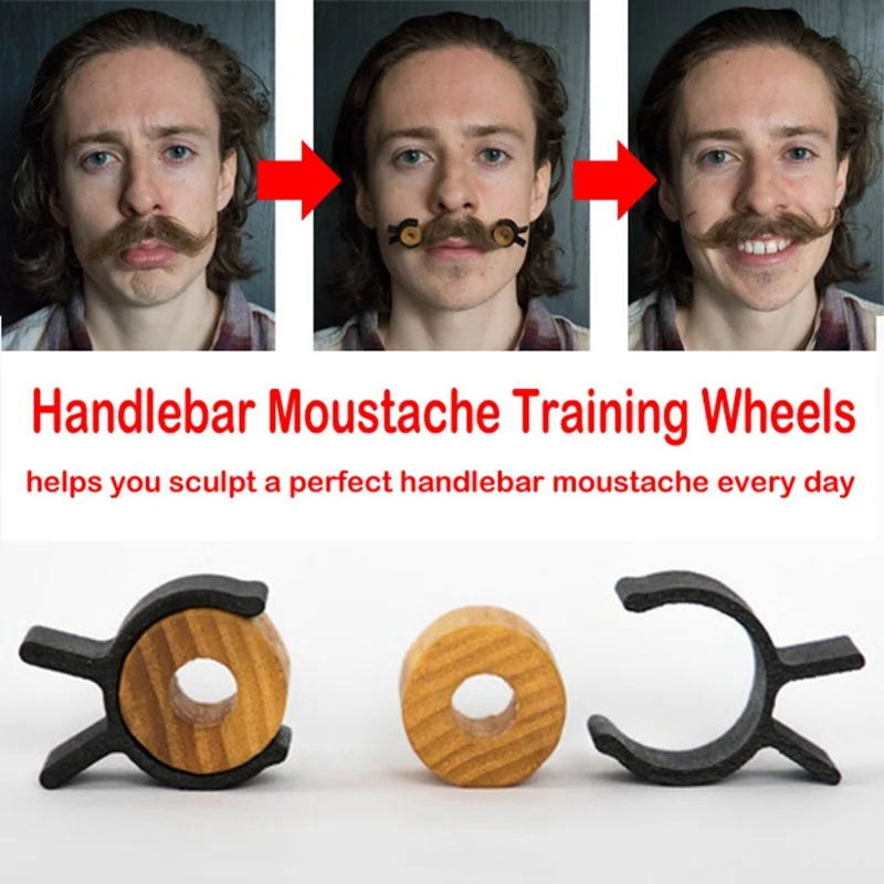Шаблон для укладки усов для мужчин, инструмент для укладки бороды, хорошее дерево, силикагель, руль, тренировочные колеса для усов