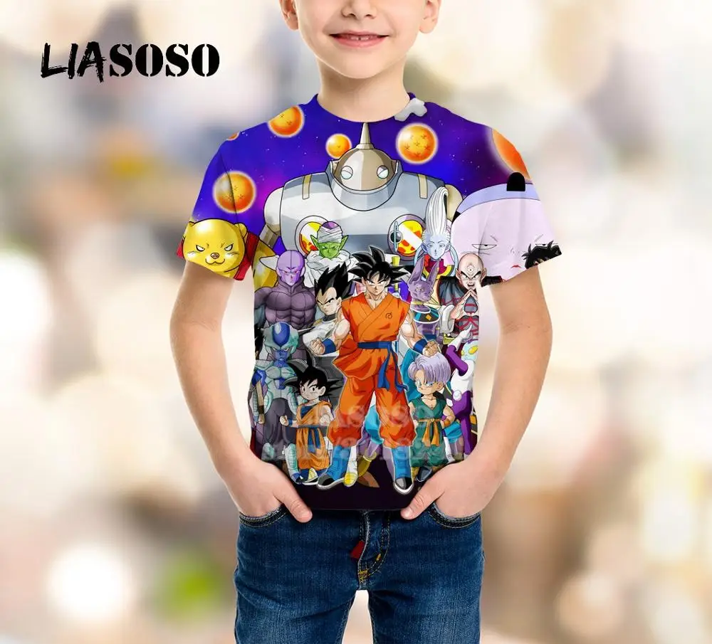 10 LIASOSO/Детская толстовка для подростков, Broli футболка с 3D-принтом «Жемчуг дракона» Детский топ, пуловер с круглым вырезом и короткими рукавами для мальчиков и девочек, B157-02 - Цвет: 10