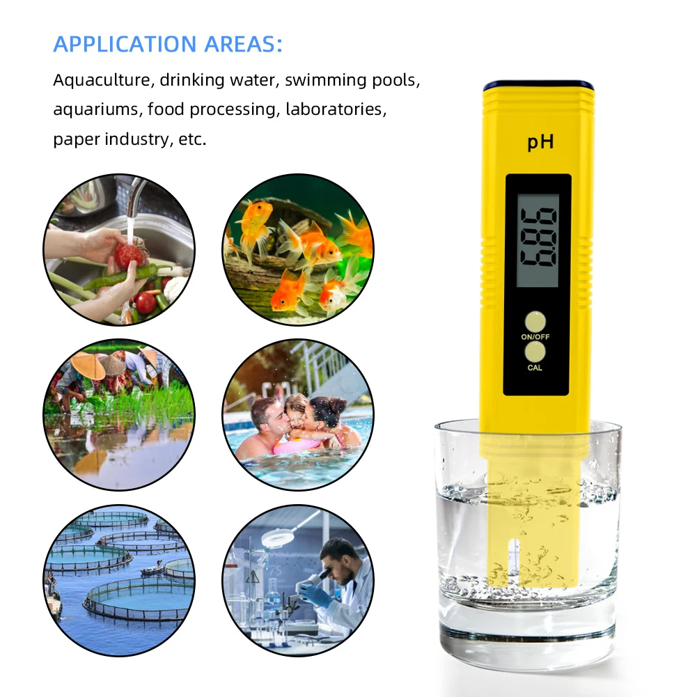 Digital PH Meter 0.00~14.00 Water Quality Acidity Tester Pen High Accuracy Monitor Automatic Calibration for Aquarium Pool Food
