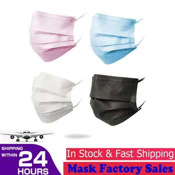 

Fast Delivery Face Mask Safe Masks Disposable Mouth Masks 3 Layer Elastic Earloop Protect black face mask 12-24h Shipping
