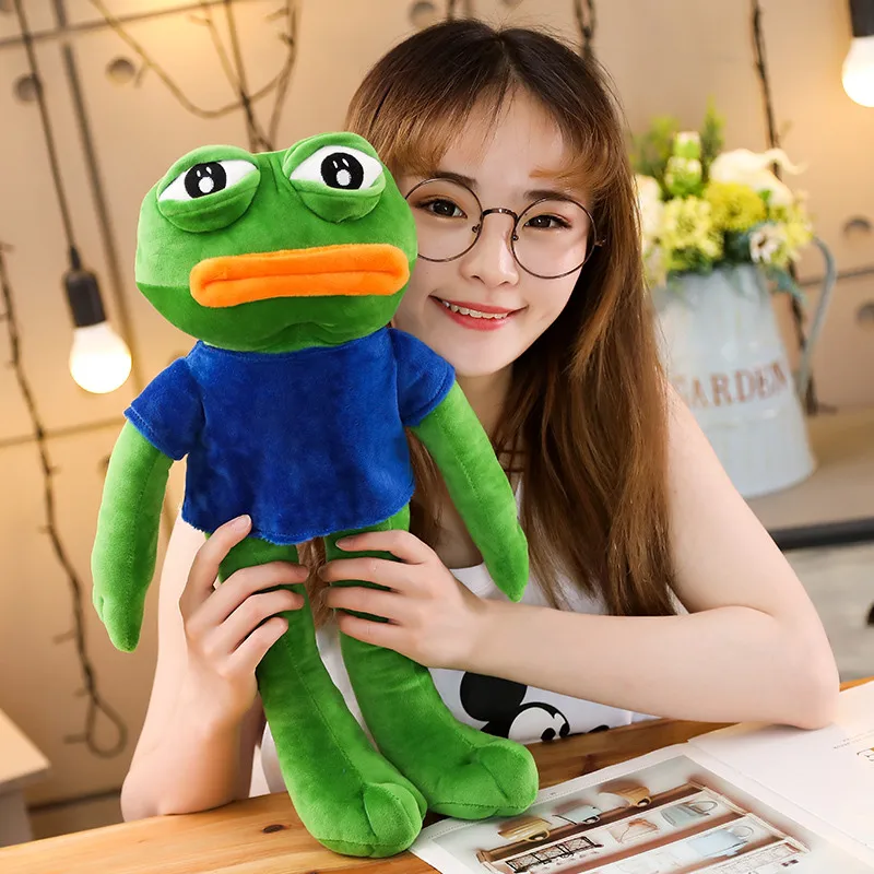 Creative 50-90cm Cute Magic Expression Pepe The Frog Sad Frog Plush 4chan Meme Toys Stuffed Animal Dolls for Kids Lovely Gift