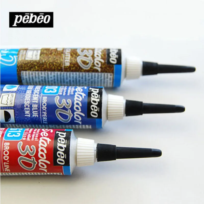 3D ткань краски DIY тонкая подводка Ручка 20 мл Pebeo блеск серии Перманентный цветной маркер фосфорное масло пигментная краска художественные принадлежности