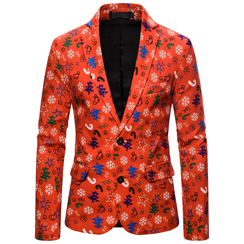 

Litthing Male Floral Jacket Suit Painting Mens Blazers Fashion Buttons Suits Coat Christmas Slim Fit Party Christmas Blazers