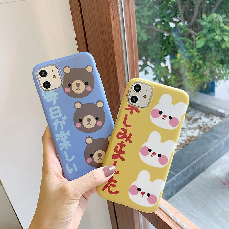 Japan style rabbit bear soft TPU Silica gel Cases For iPhone 11 Pro 7 8 Plus X XS MAX XR 11 Pro Max back shockproof Cover Capa