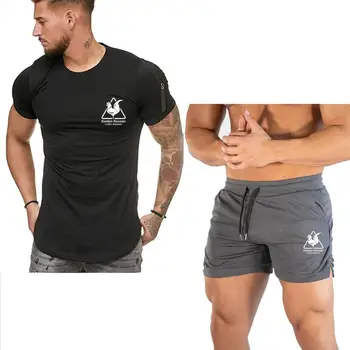 

2020 Men's Tracksuit Fitness clothes Sportswear Men's Print Summer Fitness Set Shorts + Men's T-shirt 5XL Plus Size 2 Piece Set