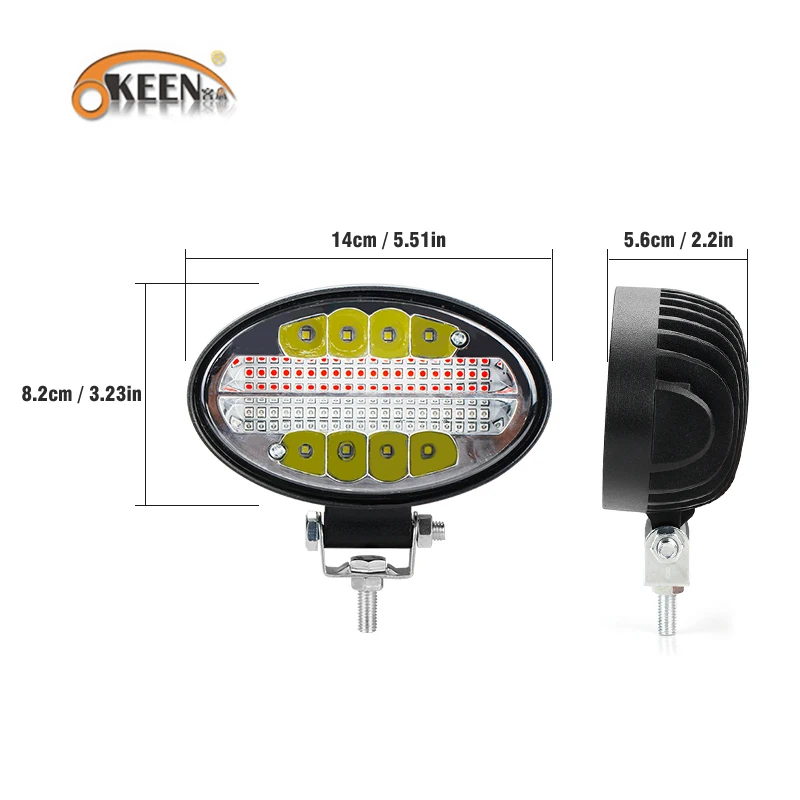 OKEEN102W 4 дюйма светодиодный рабочий светильник Предупреждение ющий стробоскоп, Вспышка 12 в 24 В, автомобильный Woking светильник, противотуманный светильник для разгрузки, светильник 4x4 для грузовика, внедорожника