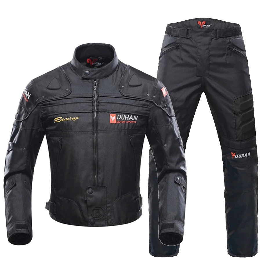 Black jacket Pant DUHAN мотоциклетная куртка для верховой езды ветрозащитная мотоциклетная Защитная Экипировка для всего тела осенние зимние мото костюмы - Цвет: Black jacket Pant