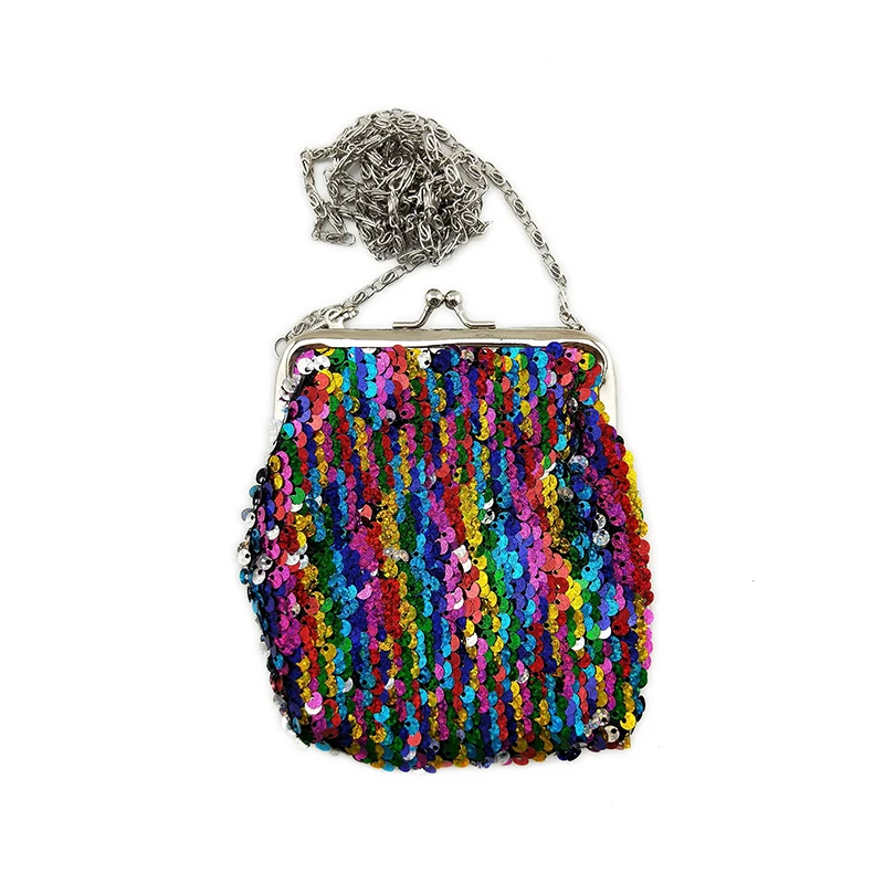 colorful BELLO TUTTI, новинка, Женский кошелек для монет с блестками, женская сумка-мессенджер на плечо, маленькая сумка, металлический кошелек Farme, мини-кошелек для девочек, для смены карт, посылка - Цвет: colorful