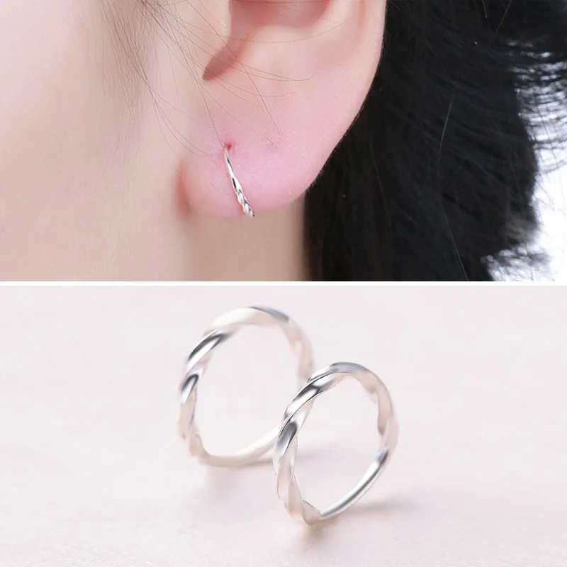 

Minimalist Metal Small Twist Hoop Earrings for Women Men Silver Round Circle Creole Ear Hoops Male Jewelry Aros Mujer Oreja