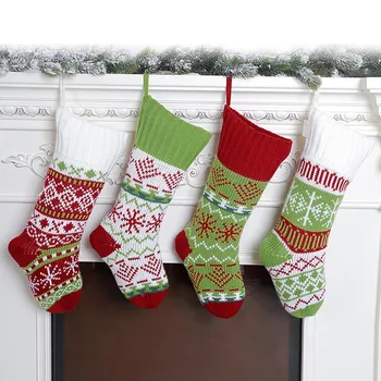 

Knitted Christmas Stocking Gift Bag Christmas Decorating Supplies Candy Stocking Xmas Gift Holders Christmas Tree Ornaments