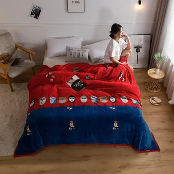 

Woollen Blanket Blanket Thicken Solid Polyester Fiber Environmental Printing Blanket Of Cloud Warm Flat Sheet Quilt