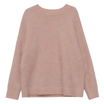 

Women Autumn Winter Tops Gray color Style Loose Twist Knitted Short Design Pullover Turtleneck