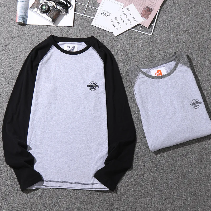 

New Products Autumn Retro Snowflake Unique Japanese-style INS Mixed Colors Raglan Long-sleeved T-shirt MEN'S Top Sports Base Shi