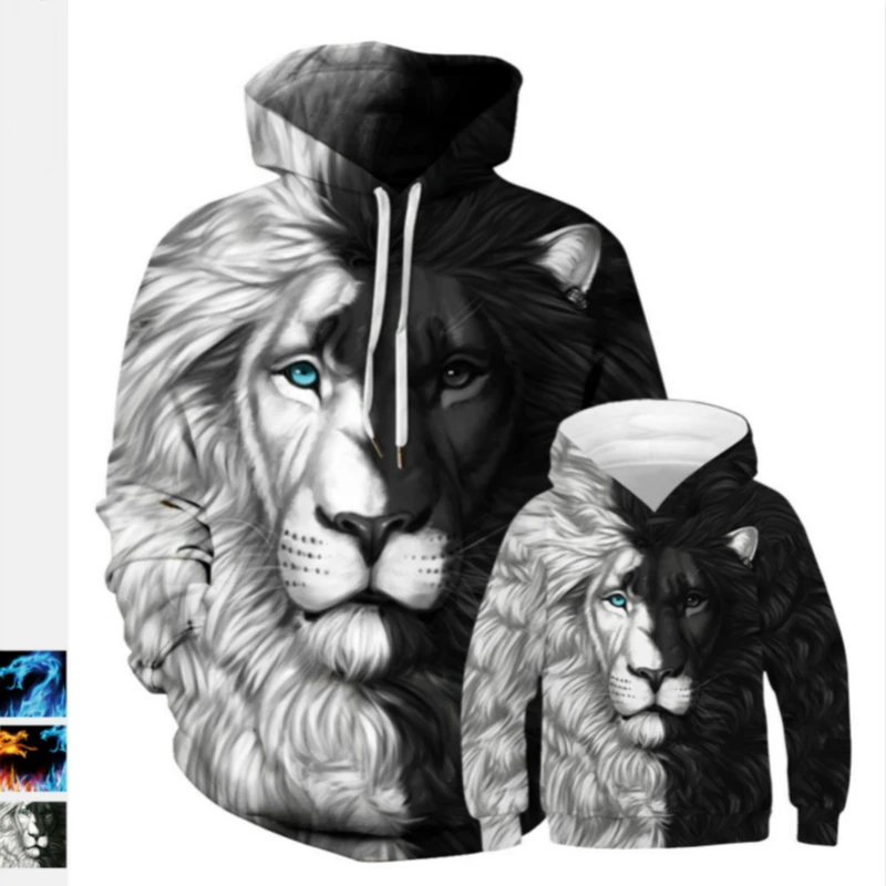 

Hoodie for Mother Father and Kids Baseball Costume for Lion 3D Printing Casual Jacket Loose Outer Clothing Autumn Winter Coat