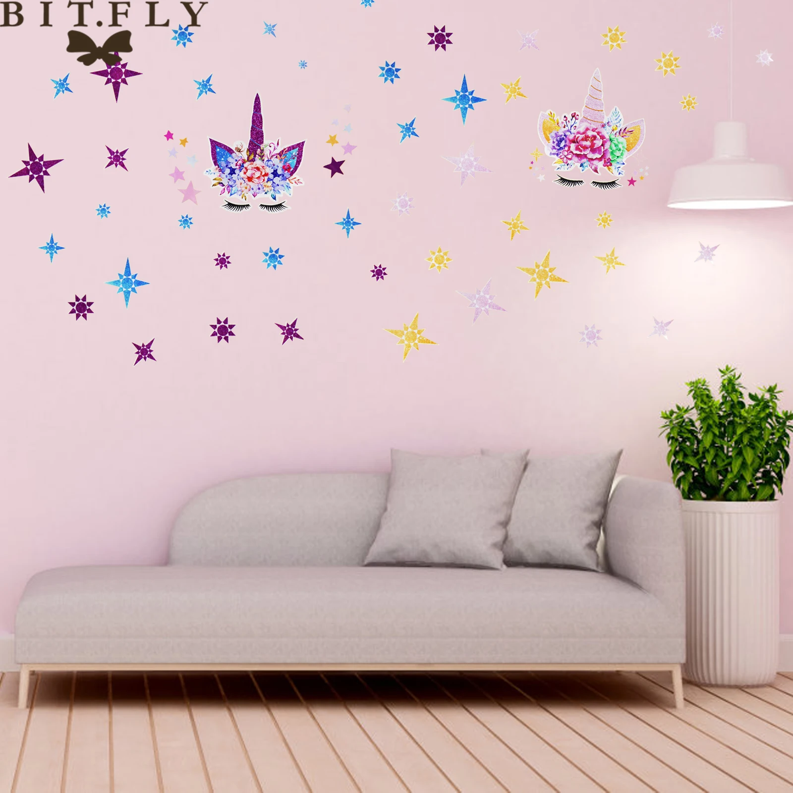Мультяшная Наклейка на стену в форме единорога 3D наклейка для сделай сам детский