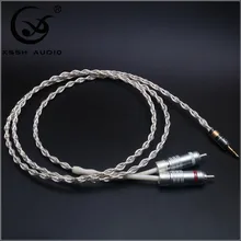 2 RCA to 3 5mm stereo plug Hi end HIFI OFC pure copper Teflon Headphone Earphone Extension Audio Wire Cord Aux Cable Cables