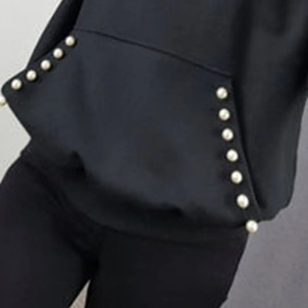 Женская толстовка большого размера с бусинами на весну осень 2020 Готическая