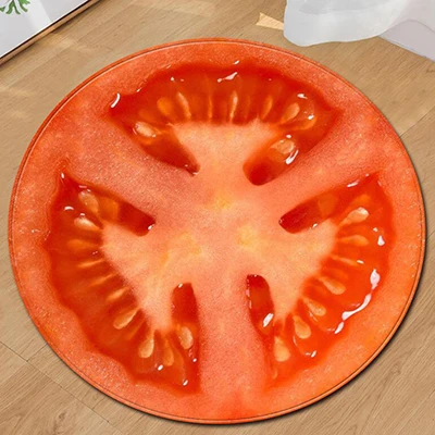Tomatoes Освежающий летний круглый ковер фруктовый 3D мягкий коврик для йоги нескользящие коврики Kiwi арбуз напольный коврик для детской комнаты домашний декор - Цвет: Tomatoes