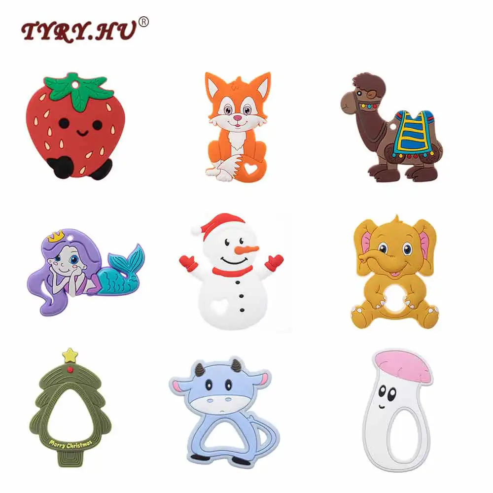 

TYRY.HU 1pc Fox Baby Silicone Rodent Elephant Baby Teething Product Accessories For Pacifier Chains Christmas Gift BPA Free