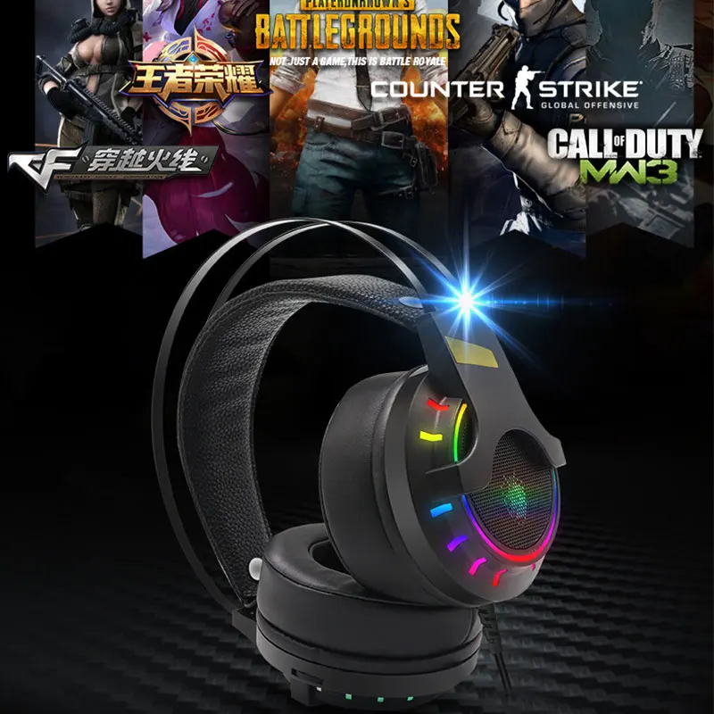 Проводные наушники с RGB подсветкой, профессиональная игровая гарнитура, USB 7,1 каналов, независимая звуковая карта, Стерео шумоподавление