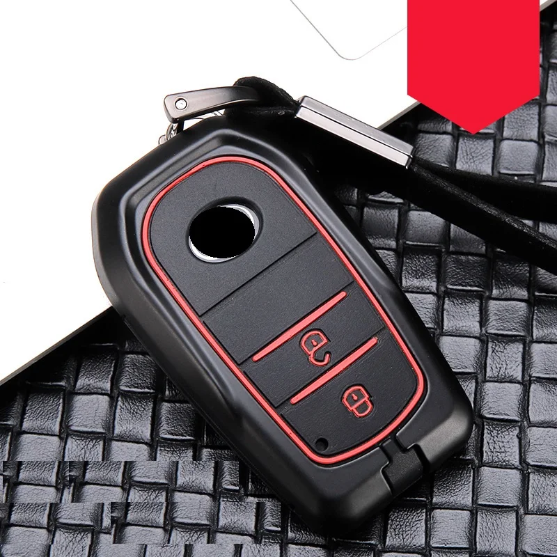 2button blackred Углеродное волокно сплав+ силиконовый автомобильный корпус умного ключа Крышка для Toyota Camry Highlander Prado Crown Land Cruiser Prius Vitz Reiz Prius - Название цвета: 2button blackred