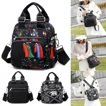 

2020 Newest Hot Fashion Women Small Backpack Travel Nylon Handbag Black Shoulder Bag