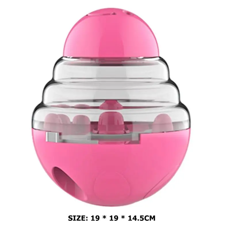 Pink ABS PP Creative Dog Interactive Snack Ball Toy Pets Shaking Leakage Food Container Tumbler Slow Feed Toys Pet Products - Color: Pink