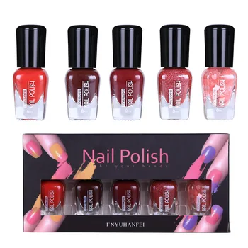 

5 Bottles of Nail Polish Set Can Tear Nail Polish Transparent RED Nail Polish 30ML Nail Art Prime Gel Varnish Nail Polish