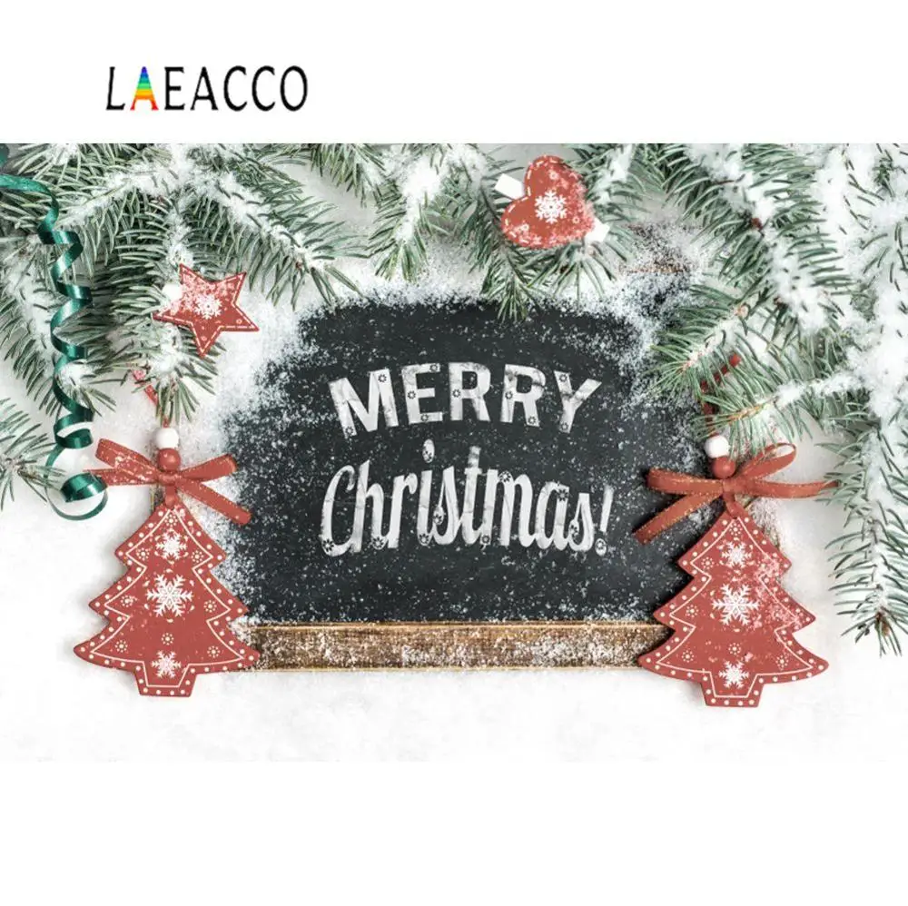 

Laeacco Winter Snow Merry Christmas Pine Party Poster Baby Scenic Photography Background Photo Backdrop Photo Studio
