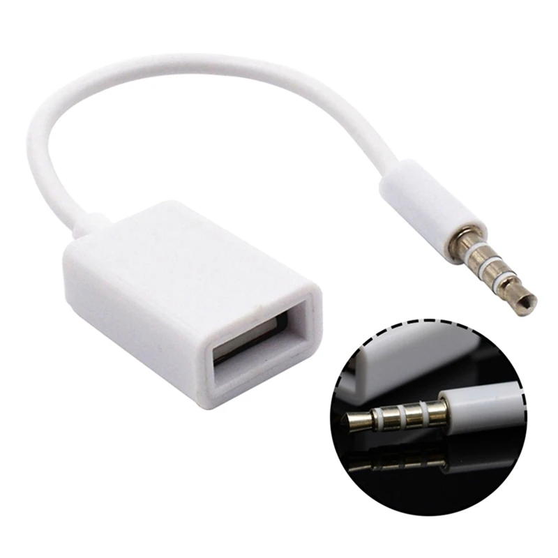 3,5 мм Мужской аудиоразъем AUX к USB 2,0 Женский кабель Шнур Автомобильный MP3 кабель для наушников
