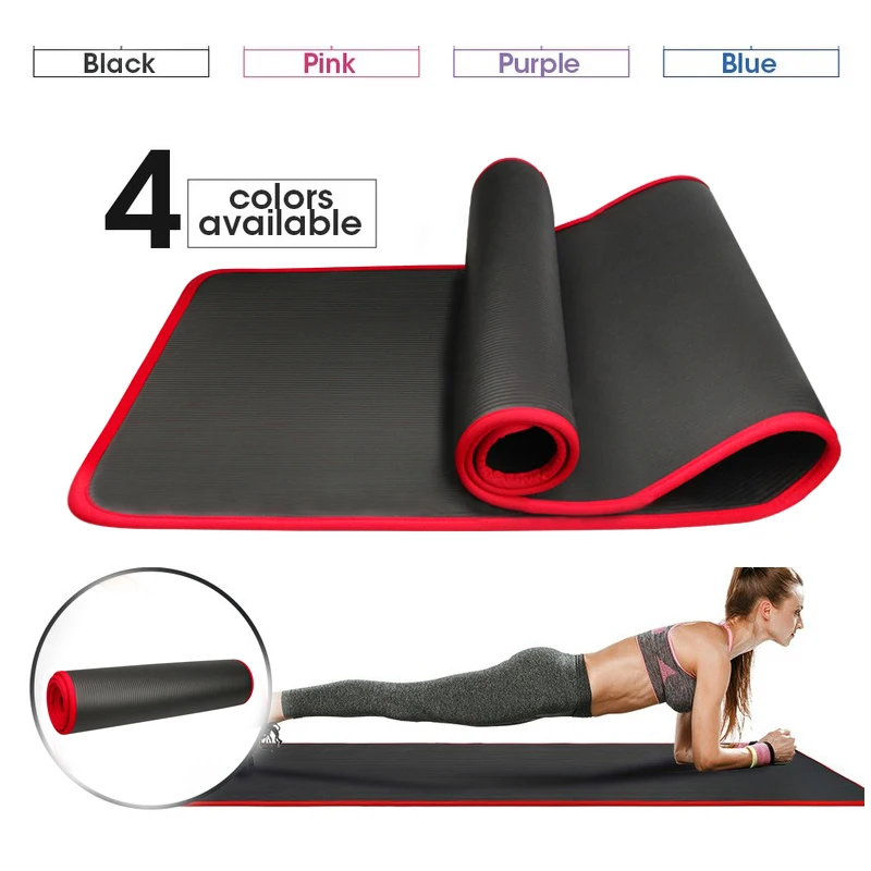 Extra Thick 10mm Yoga & Pilates Non-Slip Mat Workout Elastic Fitness Gymnastics 