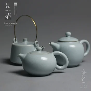 

Ru Tea Pot Household Ceramic Kung Fu Tea Set Beauties Pot Loop-handled Teapot Tea Tea Kettle Ru Kiln Tea Set Siteel Tea Pot