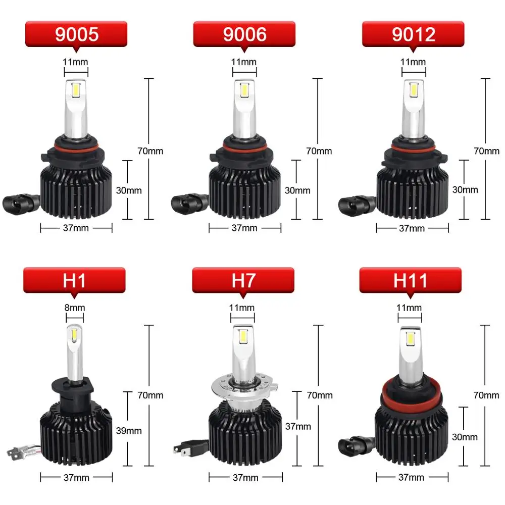 Внешний жесткий диск Автомобильные фары LED H8 H9 H11 6000K 16000LM Диод головного света H1 H7 Лампы Turbo светодиодный 9005 9006 9012 HB3 HB4 HIR2