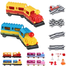 Diy поезд большой размер строительные блоки duploed железная дорога аксессуар для трека Viaduct мост части дети Duploed игрушки для детей Кирпичи