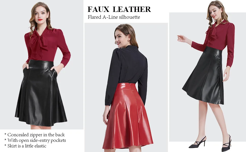 High Waisted Leather Look Skirt