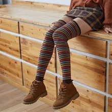 Женские зимние теплые Гольфы выше колена для девушек и женщин; теплые гольфы; высокие однотонные теплые гольфы