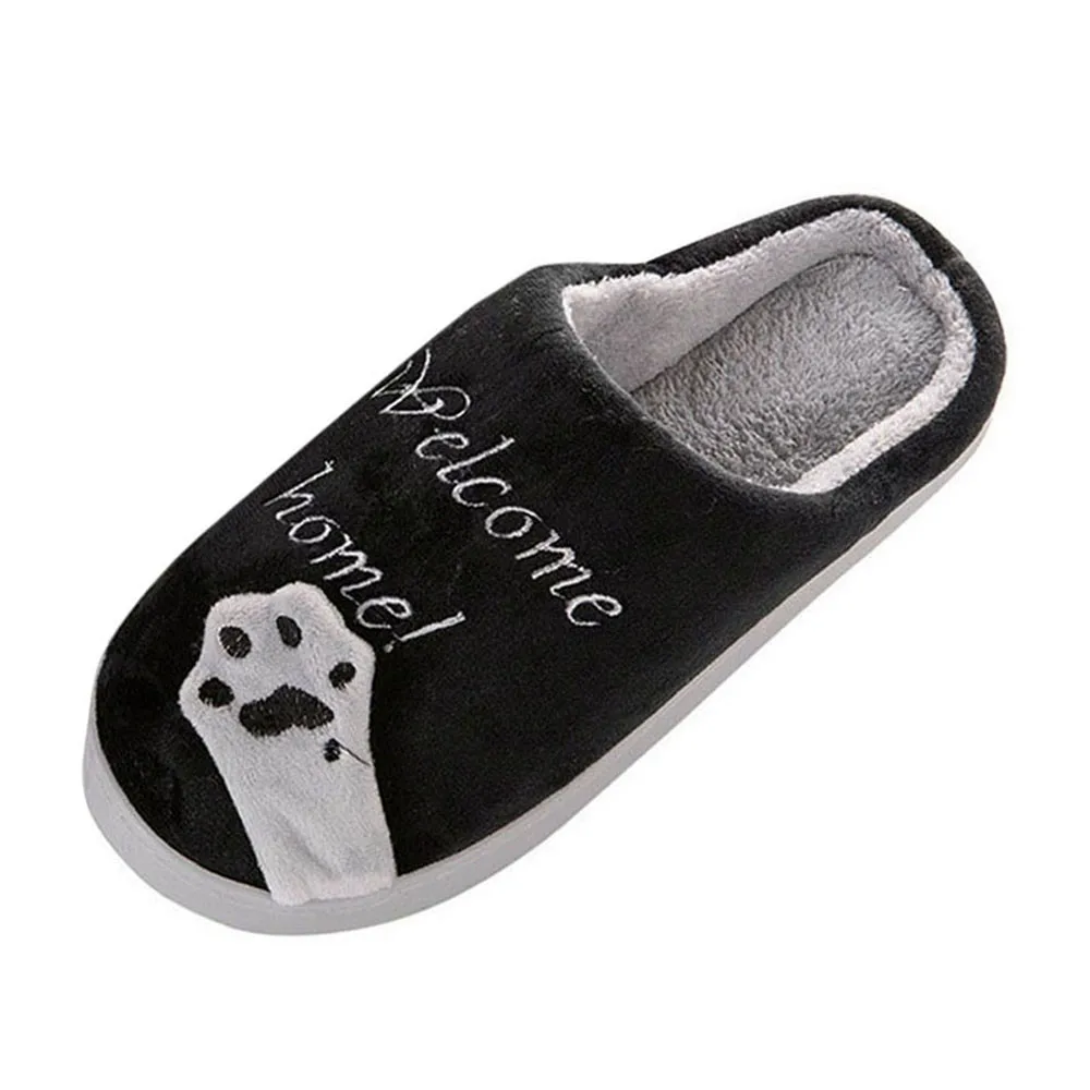 Для мужчин тапочки; зимняя домашняя обувь Для мужчин тапочки с котом из мультфильма обувь на нескользящей подошве; теплые внутри помещения Спальня пол обувь Zapatilla casa hombre# A20