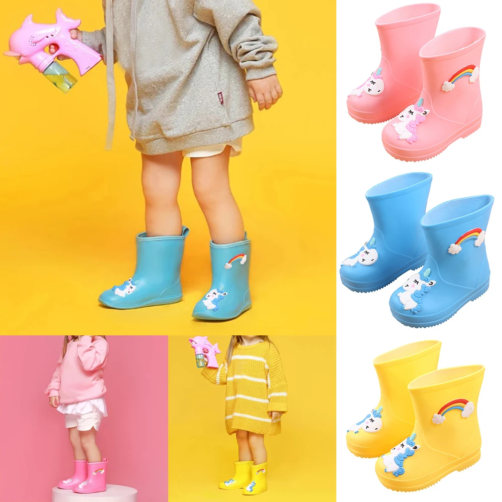 Новые милые детские резиновые сапоги Детская водонепроницаемая обувь детская обувь с рисунком детская резиновая обувь детская противоскользящая обувь D30