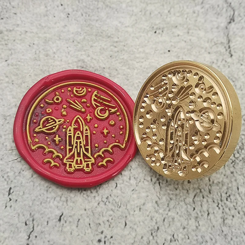 Rocket spaceship Wild adventure UFO wax seal stamp Retro Wood Stamp Sealing Wax Seal Stamp Wedding Decorative sealing wax