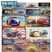 [SQ-DGLZ] США мотоцикл номерной знак бар Настенный декор ROUTE 66 оловянный знак винтажный металлический знак домашний декор живопись таблички плакат