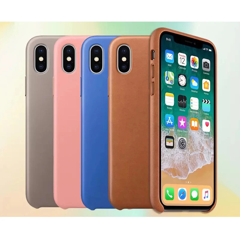 

1:1 Copy Original Genuine Leather Case for Apple for iPhone X XS XR XS Max 7 8 Plus Back High Quality Real Leather Cover