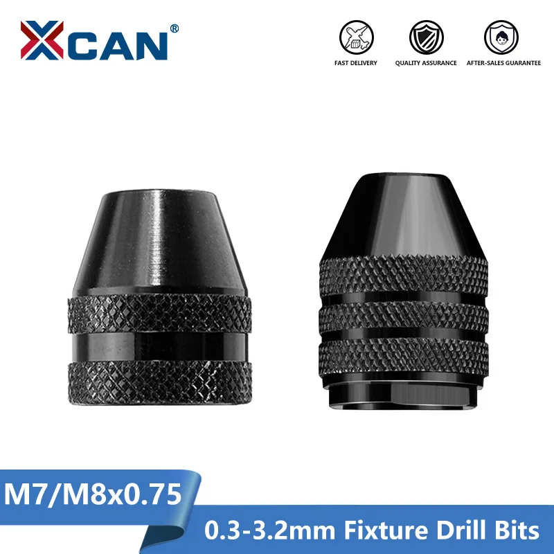 XCAN Keyless Drill Chuck M7 M8 0.3-3.2mm Impact Driver Adaptor Drill Bit Tool Quick Change Convertor Adapter for Rotary Tool