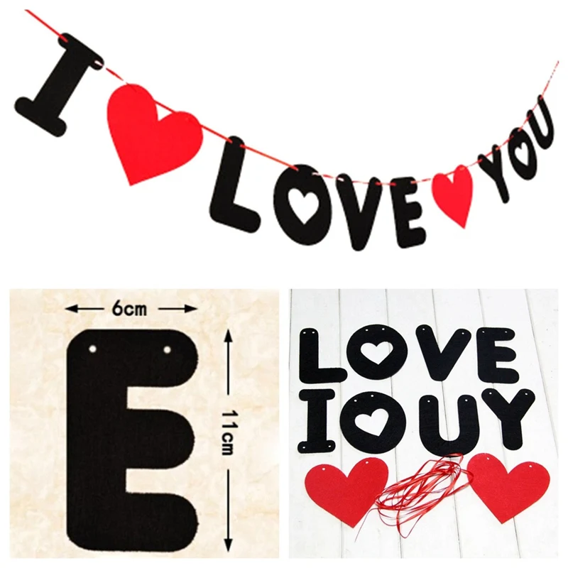 

Retro Style Love Heart For Wedding Birthay Party Banner Pull Flower Decoration