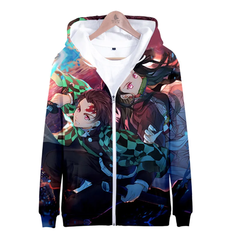 hoodie Аниме Comic Demon Slayer Kimetsu no Yaiba тканевая блузка на молнии Kamado Tanjirou Kamado Nezuko Agatsuma Zenitsu толстовки - Цвет: hoodie