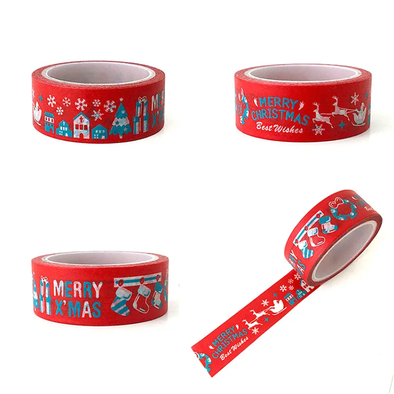 Cinta Washi decorativa para decoración de árbol de Navidad, suministros para la escuela y la Oficina, 1 Uds.