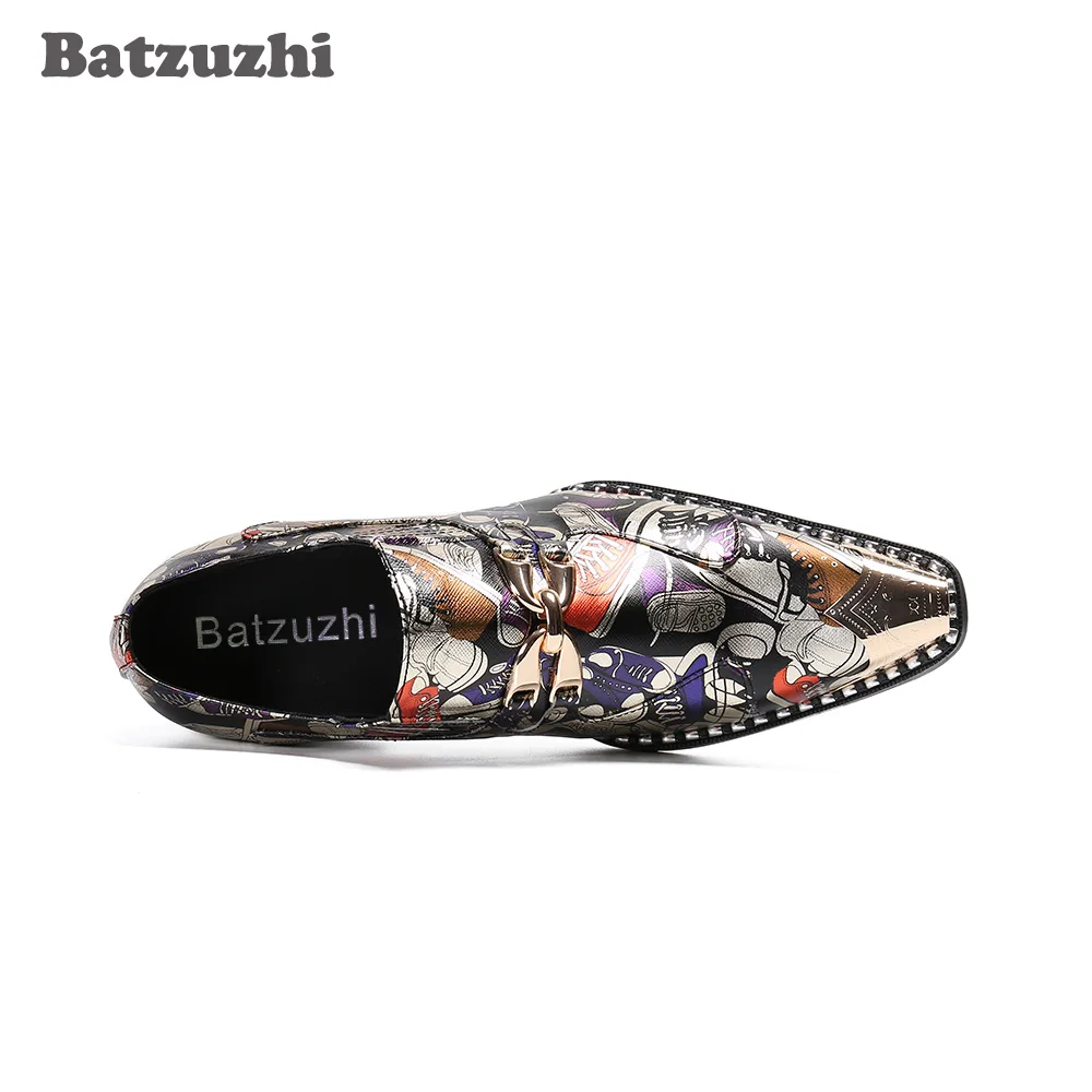 Batzuzhi Fashion Oxford Shoes for Men Pointed Toe Men's Genuine Leather Dress Shoes Color Party and Wedding zapatos de hombre