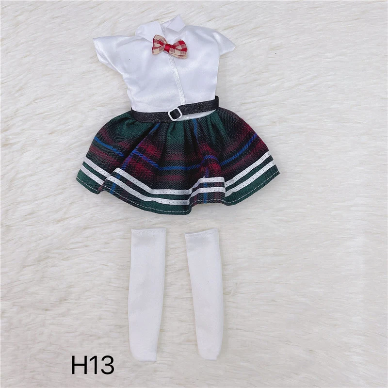 1/6 Bjd DOLL Clothes 30cm Toys Accessories Student Wear Plaid Skirt Fashion Dress Up Hat Clothes for Girl Princess Dress