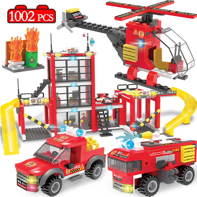 1002 шт. Детский конструктор пожарная команда|Блочные конструкторы| |