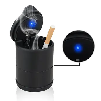 

2 Type Portable LED Ashtray For Car Black Ashtrays With Lids Cylinder Cigarette Ashtray With Detachable Storage Box