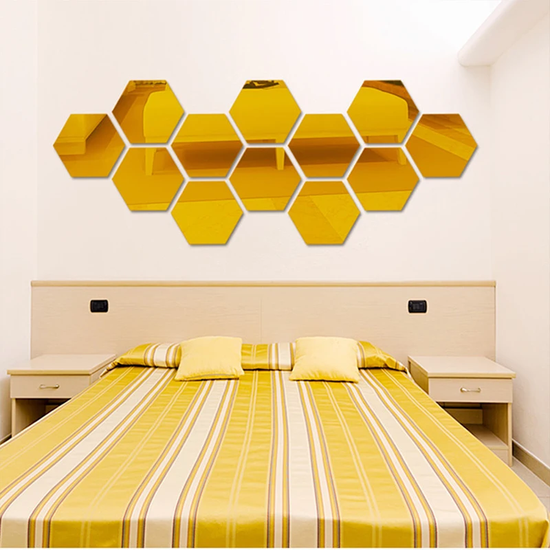 Diamond Mirror Wall Stickers Home Decor 3D DIY Self-adhesive Sticker Living Room Bedroom Acrylic Decal Art Mirror Wall Film Tile 8